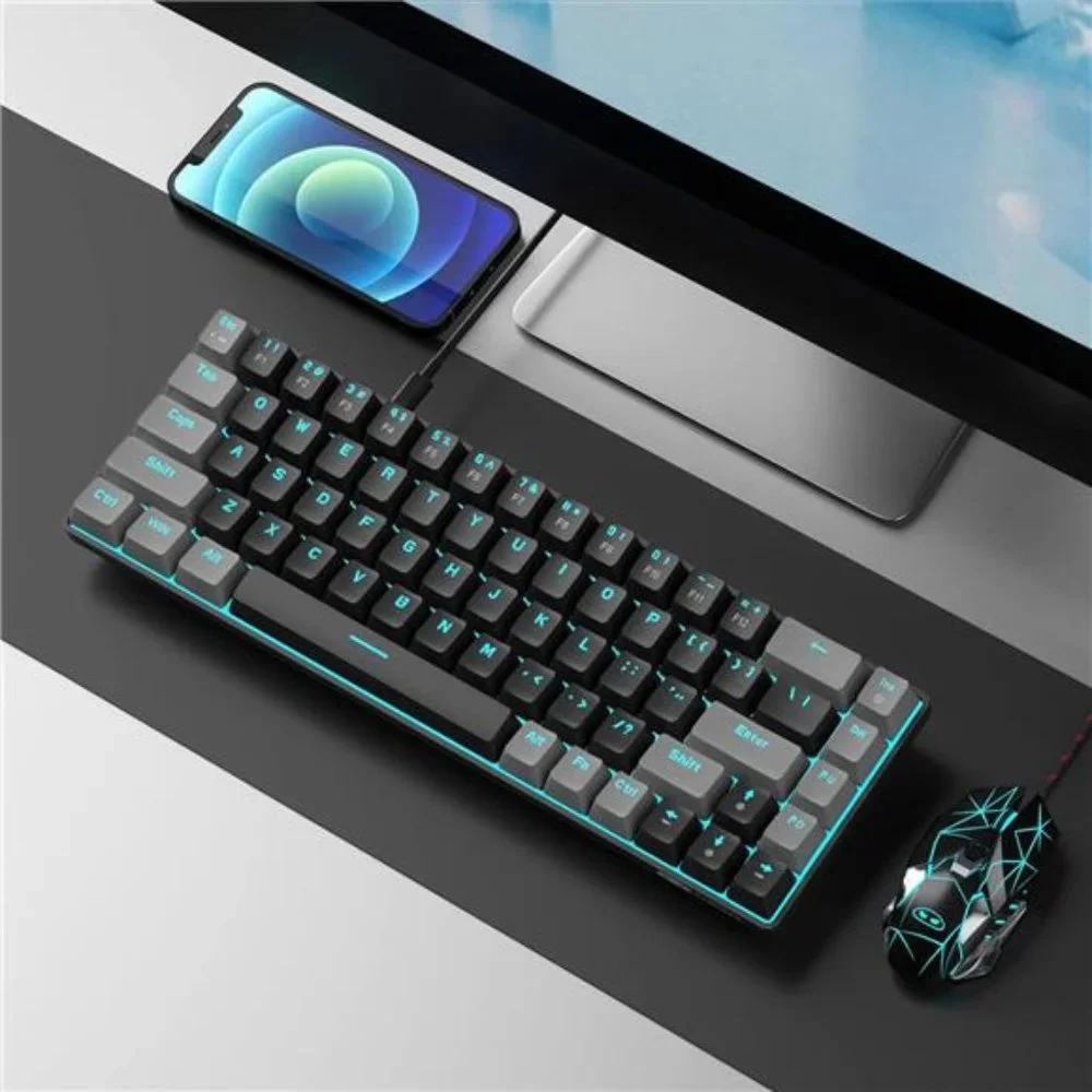 Portable 60% Mechanical Gaming Keyboard, MK-Box LED Backlit Compact 68 Keys
